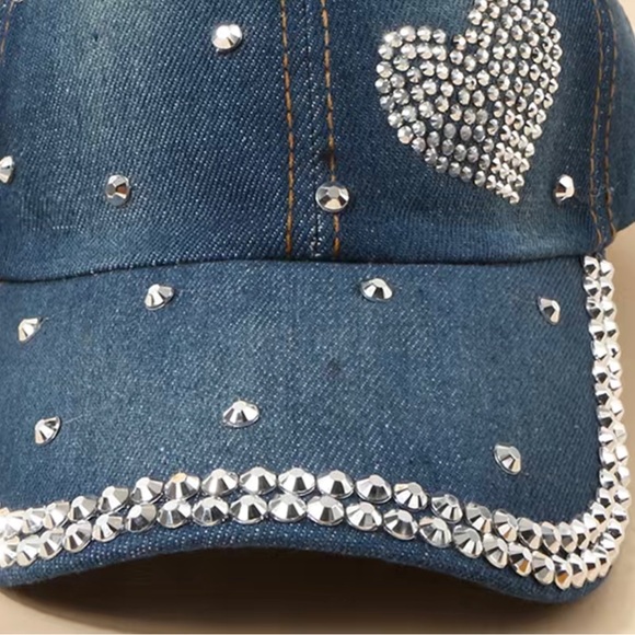 Rhinestone Decor Denim Baseball Cap For Men,Women,Couples - Picture 2 of 5